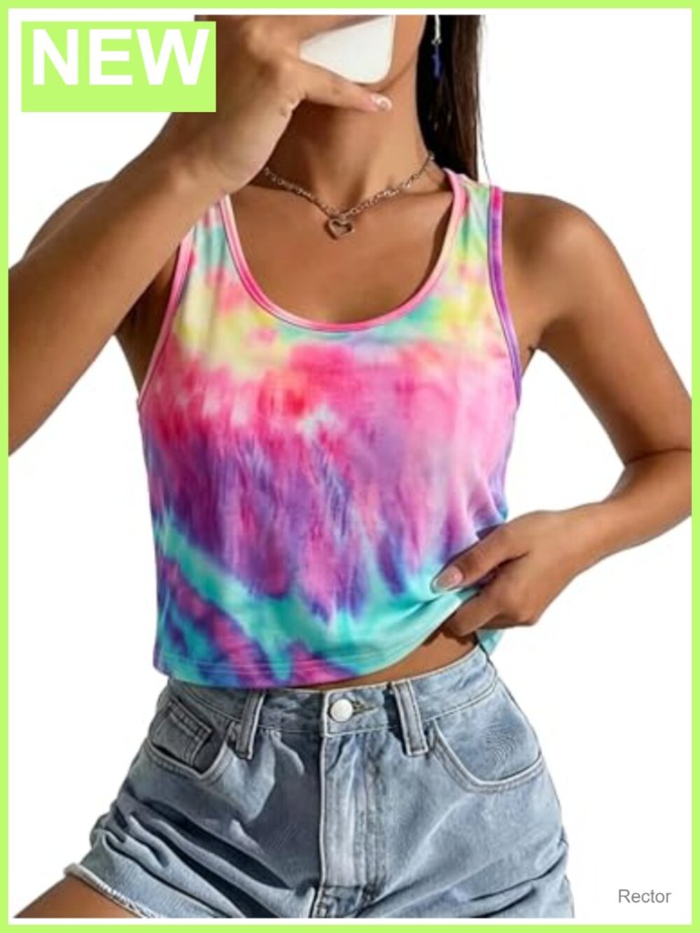 Tie Dye Crop Tank Top Women Sleeveless Casual Summer Tee